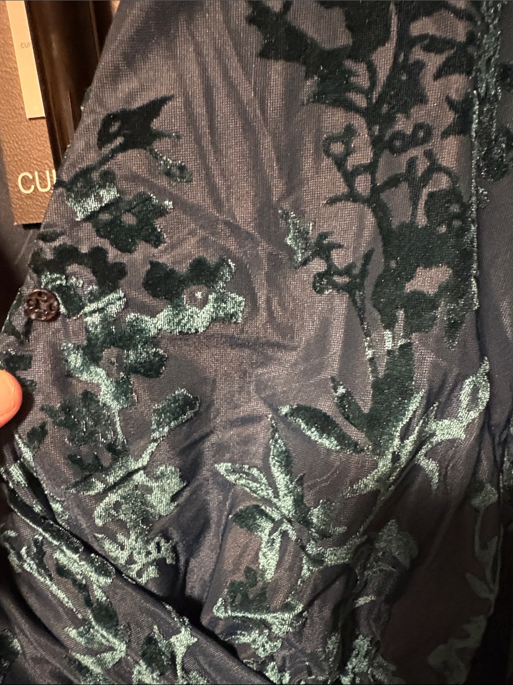 Dark Teal Floral Wrap Maxi Dress with Self-Tie Waist - Picture 4 of 5